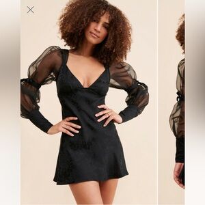 For Love And Lemons Black Sheer Sleeve Dress